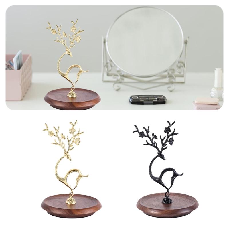 Elegant Deer Desktop Jewelry Organizer Decorative Multi Layer Storage Rack for Necklaces Earrings Bracelets and Rings
