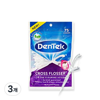 Dentech Cross Dental Floss, 75 Pieces, 3 Pieces