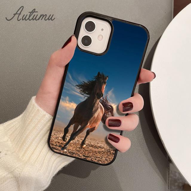 Beautiful Horses Sunset Phone Case for iPhone 11 12 13 14 Pro Max Mini XR XS SE 2020 7 8 Plus Samsung Galaxy S21 S22 Shell