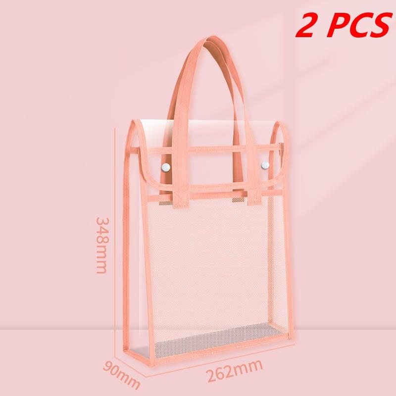 Large Capacity Portable Transparent Handheld Folder Expandable File Storage Bag PVC Self-adhesive File Bag Document Organizer