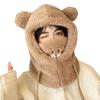 New Cute Bear Ear Hat Scarf Gloves Set Winter Women Beanies Caps Warm Casual Plush Hats Casual Solid Fleece Girl Kawaii Present