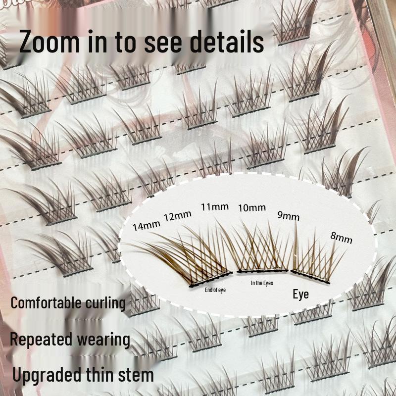 Mengduo Princess Glue-Free Black Tea Brown Su Daji Natural Fox-Eye False Eyelashes