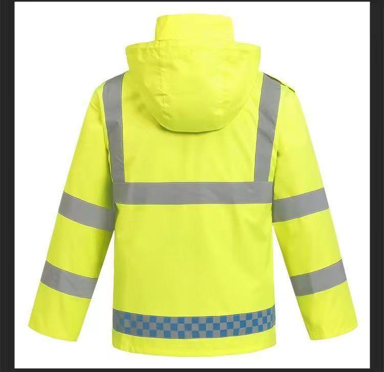 Herren- und Damen-Neongrün Reflektierend Wasserdicht Fahrrad-Regenmantel und Hose Set