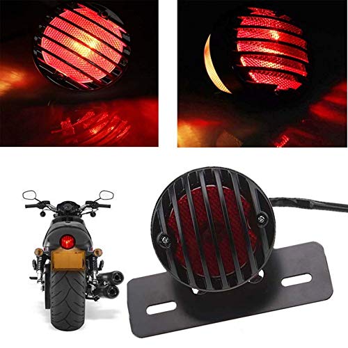 ONGMEIL Motorcycle Tail Lamp Round with Number Stay Magna Shadow