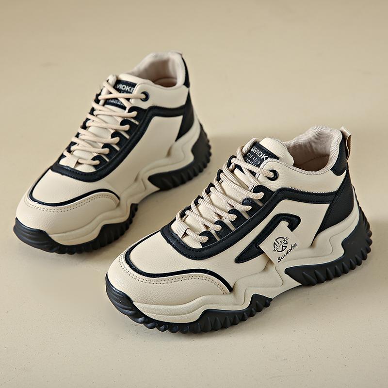 CRLAYDK Baskets compensées à plateforme pour femmes, montantes, à lacets, augmentent la mode, cuir PU, marche, tennis pour filles