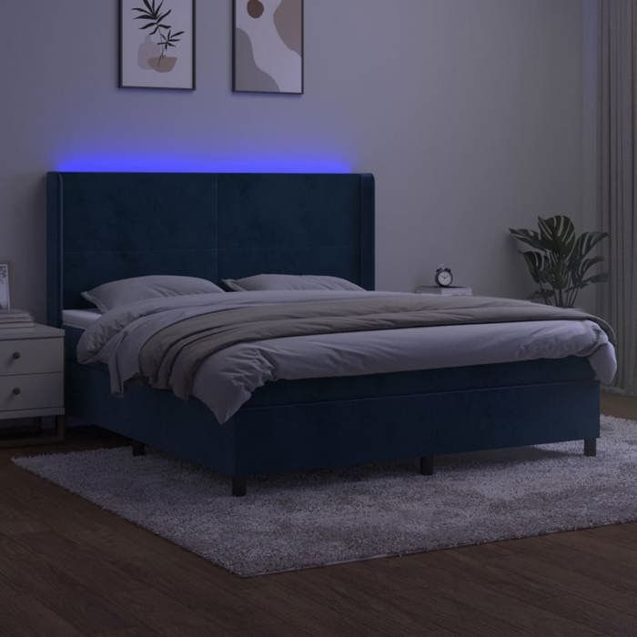 VidaXL Slat Bed Base with Mattress and LED, Upholstered Bed, Double Bed, Adult Bedroom Interior Bed, 3139461