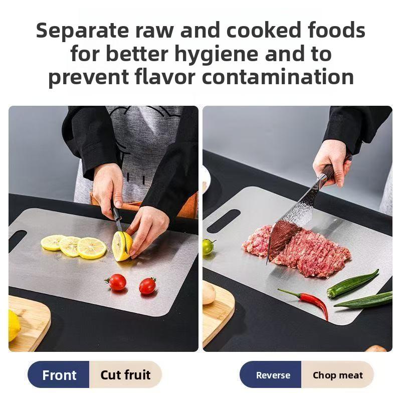 Titanium Cutting Stainless Boards for Kitchen Board 316 Steel Thickened Double Sided Food Grade Portable Fruit Meat Chopping