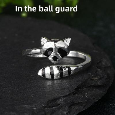 Zhenrong Creative Raccoon and Fox Tail Ring - Cute Animal Design for Women