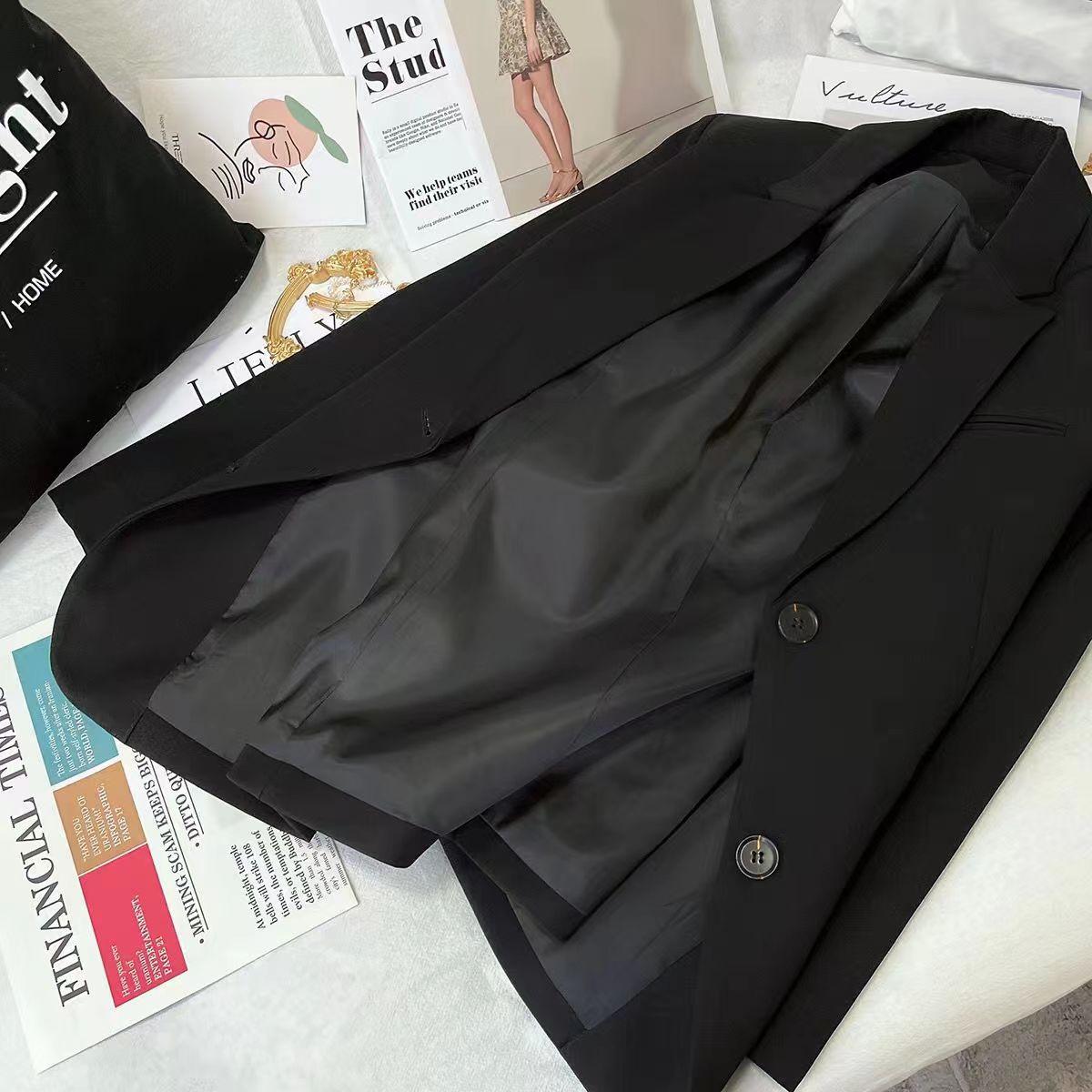 

Костюм Пальто Женский Тонкий Корейский Версия Британский Стиль Свободный Весна Осень Новый Дизайн M чёрный