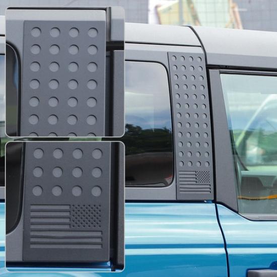 Metal Car Door Window Pillar Post Trim Cover US Flag For Ford Bronco + 2Door