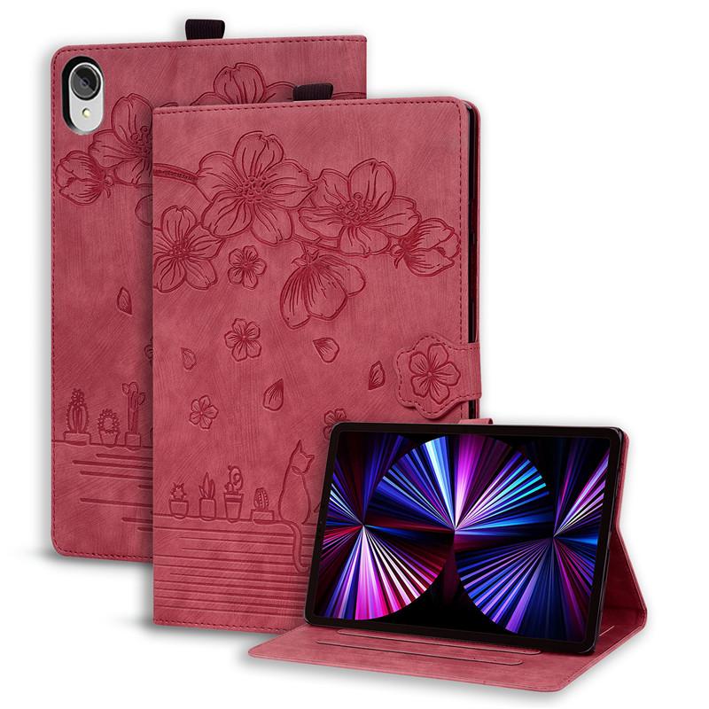 Tablet Case Funda For Lenovo Tab P11 Plus Case 11" Emboss 3D Flower Cat Wallet Tablet Shell For Lenovo Tab P11 Case Tb J606f J606l J616f