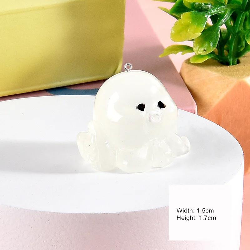 10Pcs Sweet Luminous Fish Resin Charms Hook DIY Jewelry Making Accessories Keychain Phone Pendant Funny Glow Figurine Arts Decor