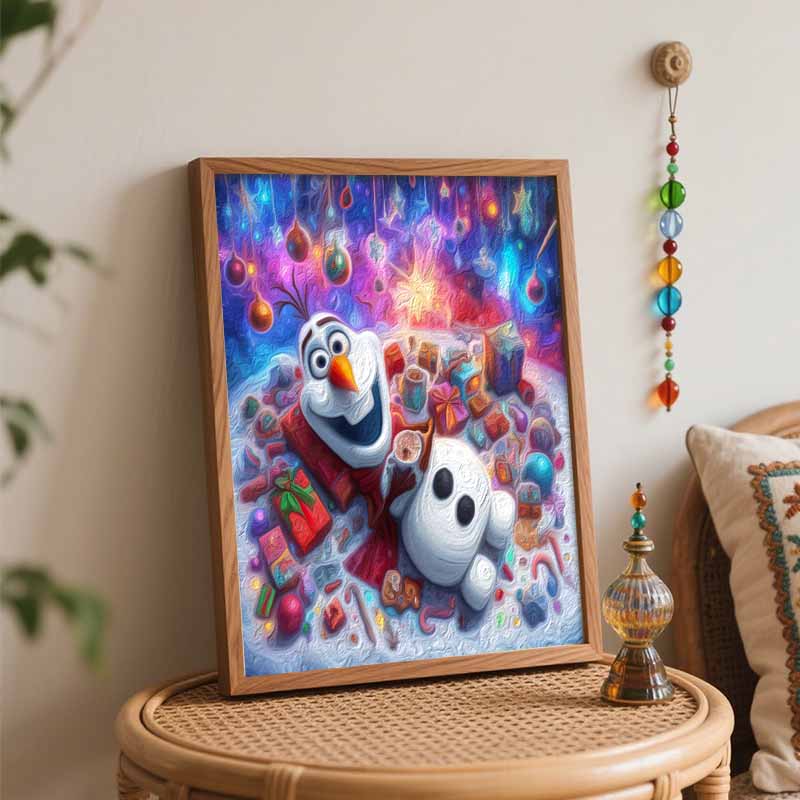 Disney Olaf Christmas Oil Painting Kit Home Bedroom Wall Decor Handmade Gift Art Crafts Supplies Festive Decoration For Holiday Decor