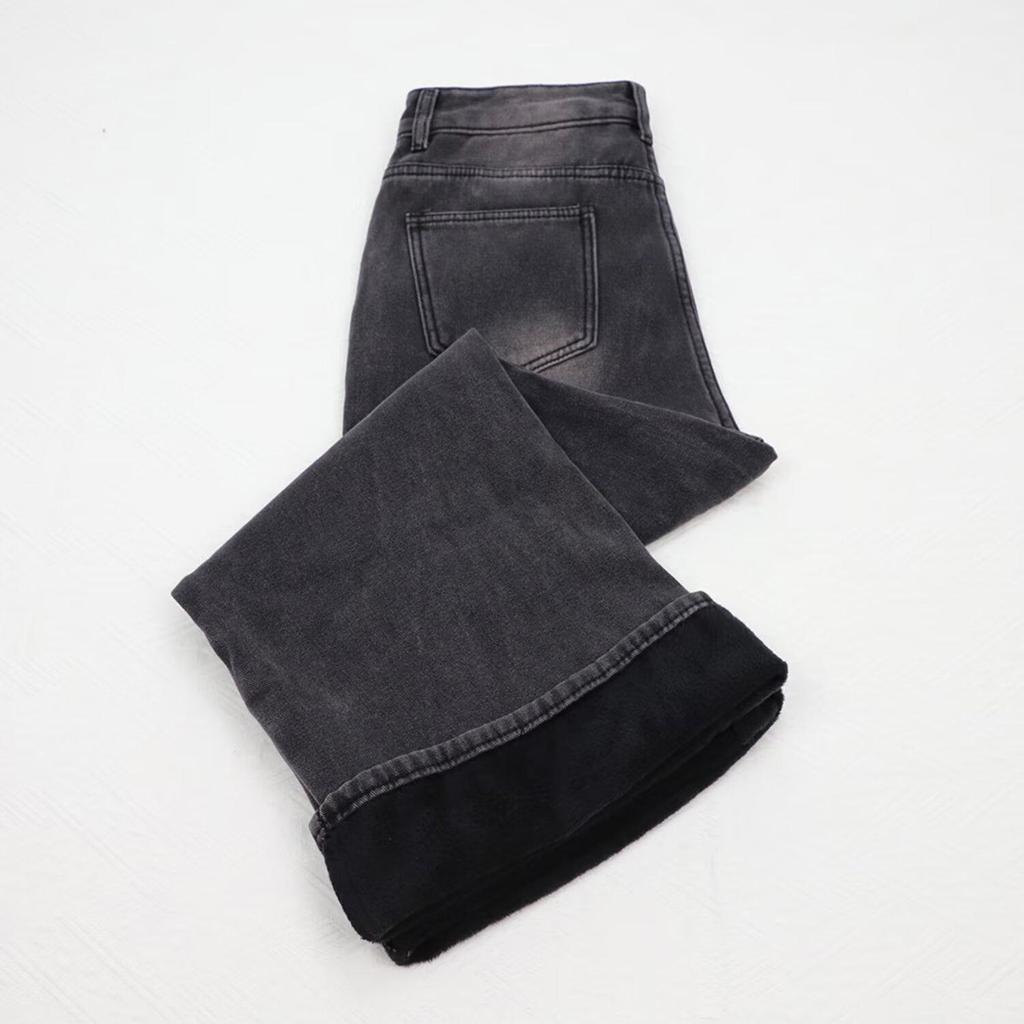 2024 Autumn/Winter Women's Plus Size Floor-Length High Waist Wide Leg Jeans