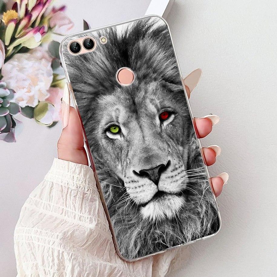 For Huawei P Smart Case FIG-LX1 FIG-LX2 FIG-LX3 Cover Luxury Dragon Lion Soft Silicone Phone Cases For Huawei Psmart 2018 Bumper
