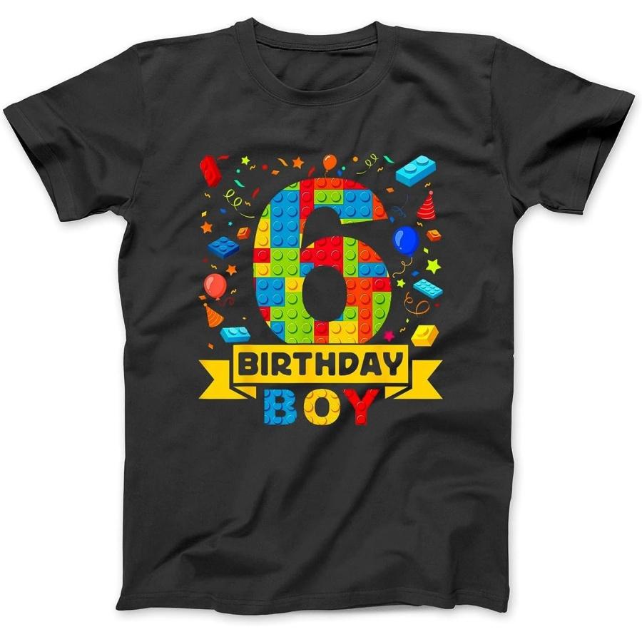 

6th Birthday Building Blocks 6 Years Old Boys Kids T-Shirt Sweatshirt Hoodie Tanktop for Men Women Kids Black XXXXXL різнокольоровий