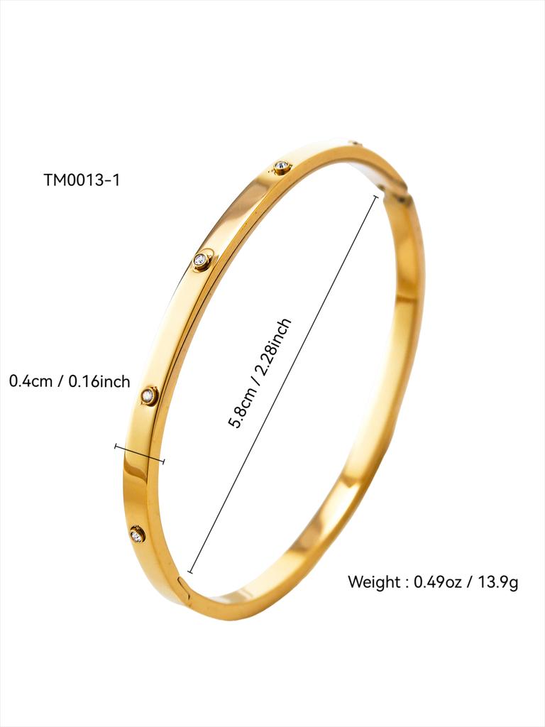 INS Style Simple Encrusted Zirconia Bracelet Bracelet Fashion Retro Style 18K Gold-Plated Stainless Steel Bracelet Bracelets