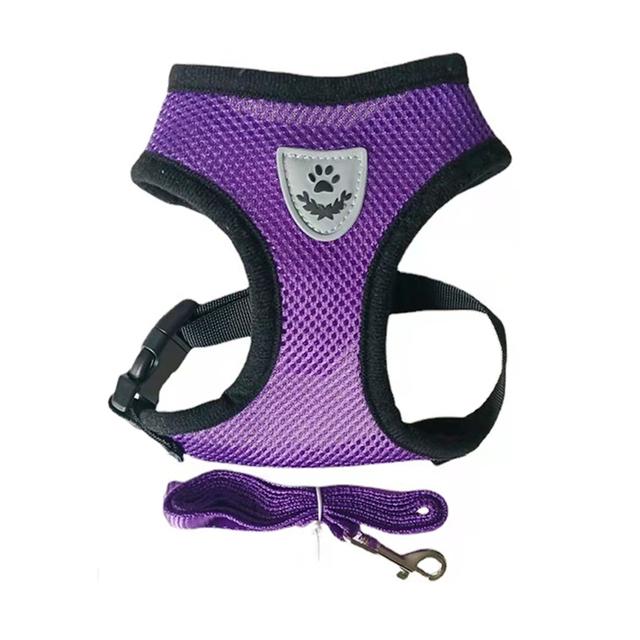 Breathable Mesh Pet Harness Leash Set with Reflective Straps for Chihuahua York Bulldog Adjustable Dog Chest Strap Walking Leash