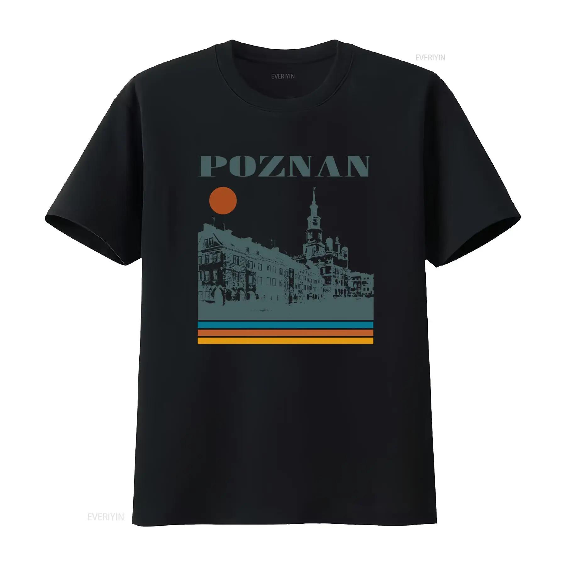 Poznan Poland Travel Vintage Retro Minimalist T Shirt Fashion  vintage Washed Slightly Casual Top For Everyday Wear homme S разноцветный