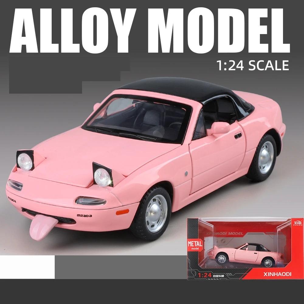1/24 Mazda Miata MX5 Roadster Toy Car Model Diecast Alloy Metal Miniature Vehicle Model Sound & Light Collection Gift for Boy
