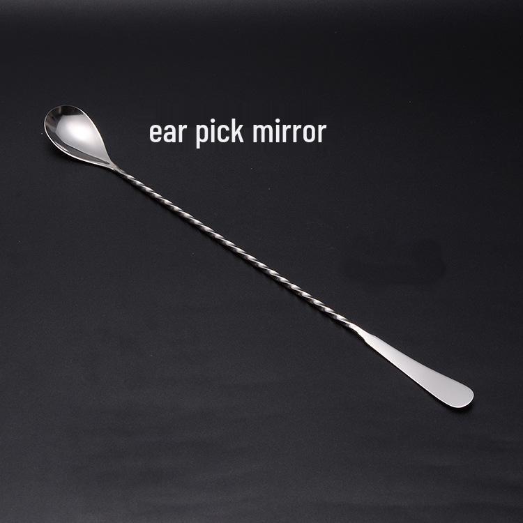 304 Stainless Steel 30cm Bar Spoon with Teardrop Handle and Three-Pronged End for Cocktails