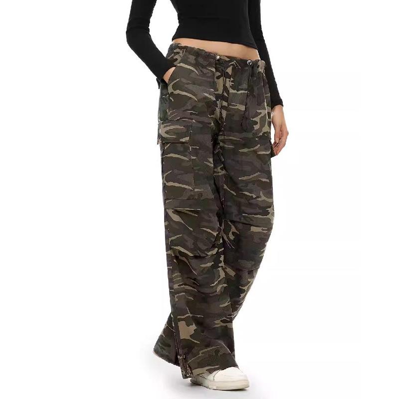 Unisex American Retro Camouflage Overalls – Casual Wide-Leg Hip-Hop Trousers