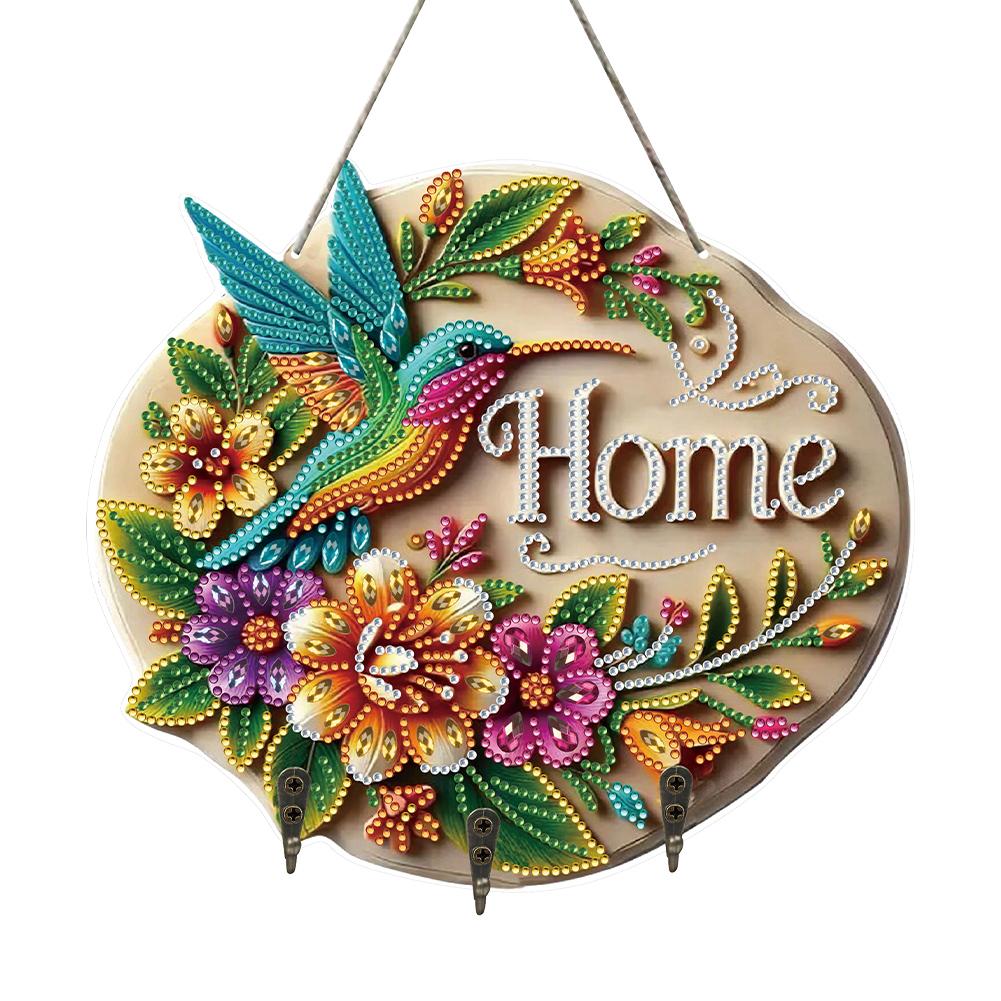 2D Flat DIY Diamond Painting Hanging Hook Home Decor Craft Kit Diamond Art Painting Hook Kit No Hole Punching Wall Decoration