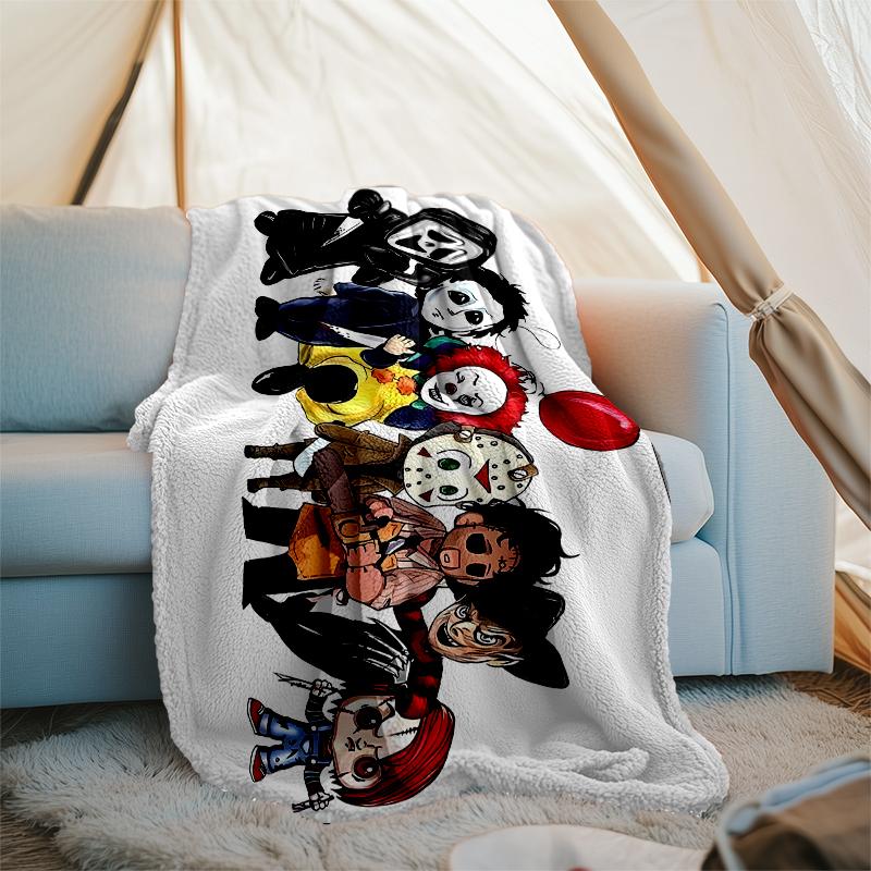 Coperta stampata a tema horror di Halloween - Perfetta per divano, letto, viaggi e uso all'aperto | Lavabile in lavatrice, accogliente e resistente.