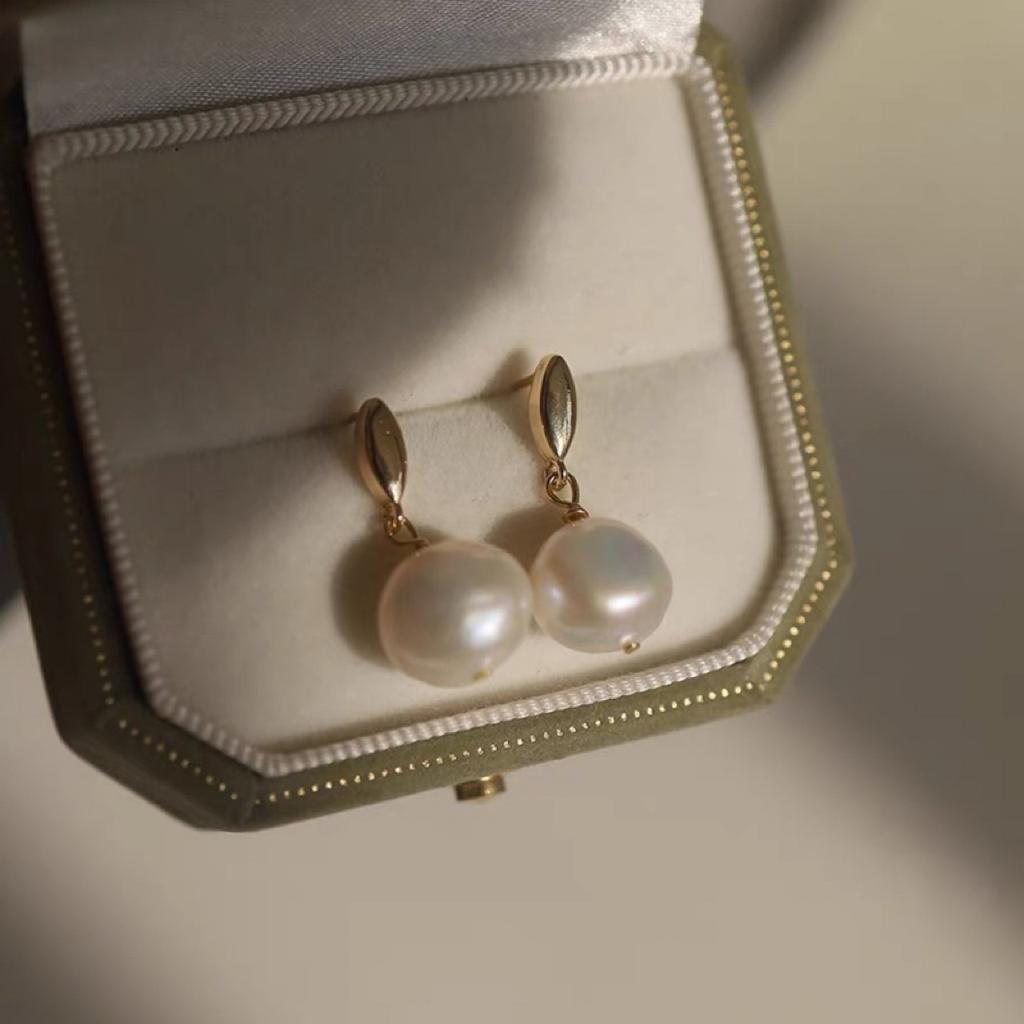 Pendler Vielseitig Süß, Natürliche Barockperlenohrringe Silberne Nadeln Tägliche Einfache Barockstil-Ohrringe