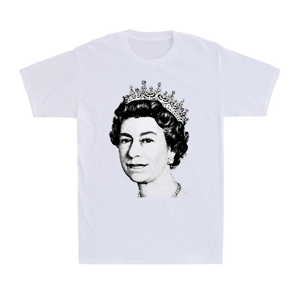 United Kingdom Queen Elizabeth II Short Sleeve White Vintage Unisex T-Shirt 4XL