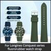 Curea de ceas din cauciuc FKM de 19mm 21mm 22mm Pentru Longines Conquest HydroConquest L3.781 642 742 782 Ceas sport de scufundare Brățară