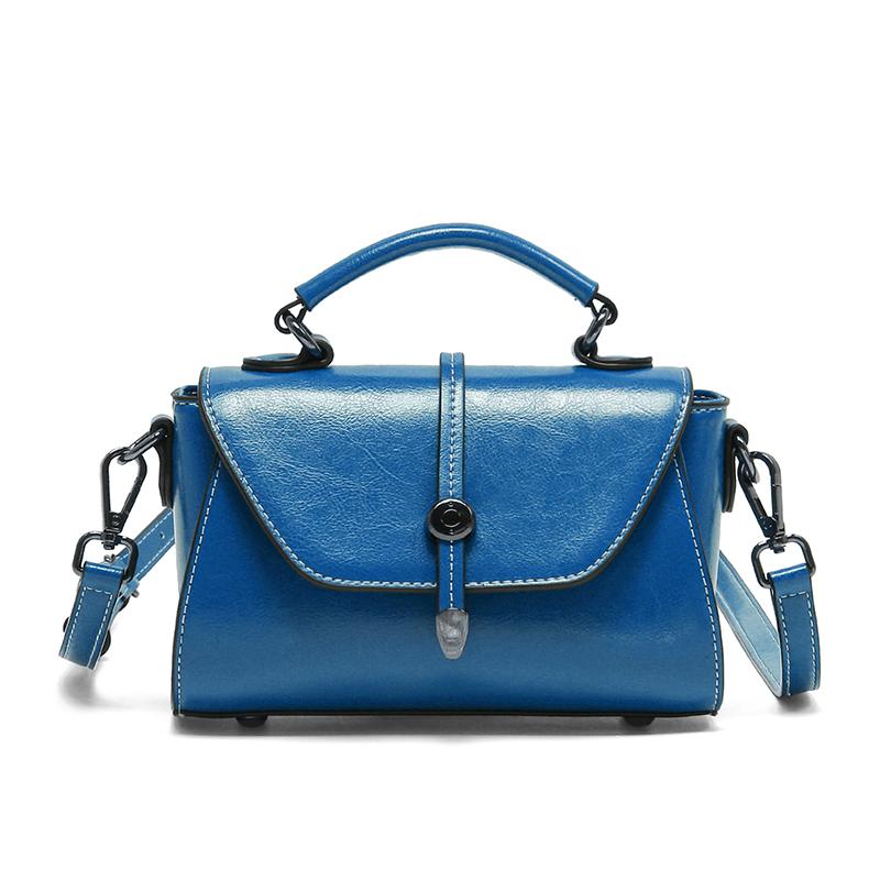

Ladies luxury designer mini handbag waxed genuine leather fashiable square bag high-quality cowhide crossbody bag for women 23x10x15cm синий