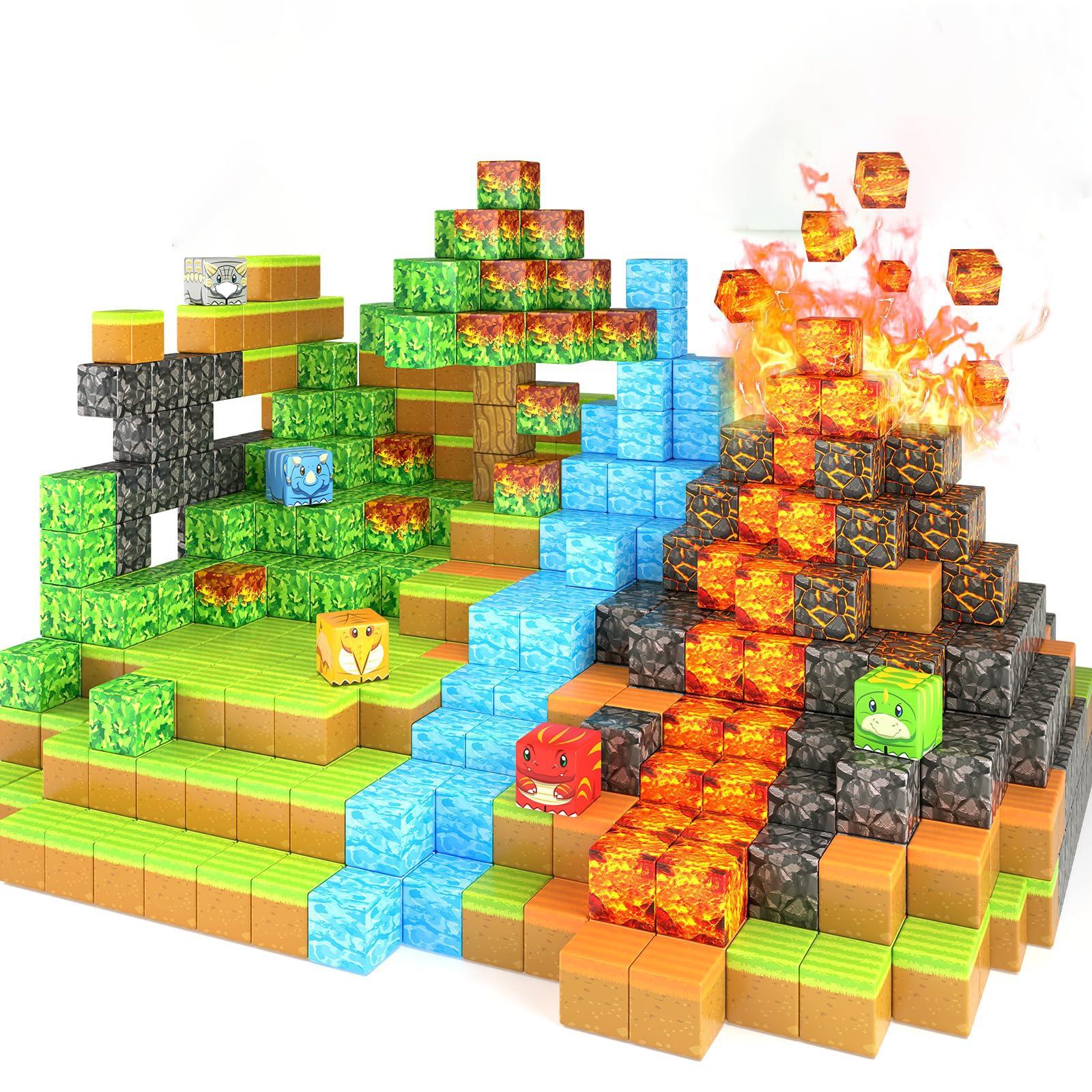 

108 Магнитных строительных блоков для детей - Набор магнитных строительных блоков «Динозавр-вулкан»