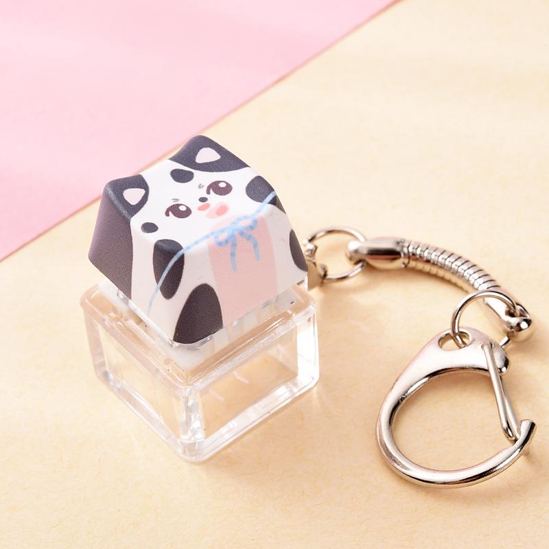 Cute Cat Dog Pendant Stress-Relief Fidget Keychain Mechanical Keyboard Keychain Dog-Themed Clicker Fidget For Backpack Study