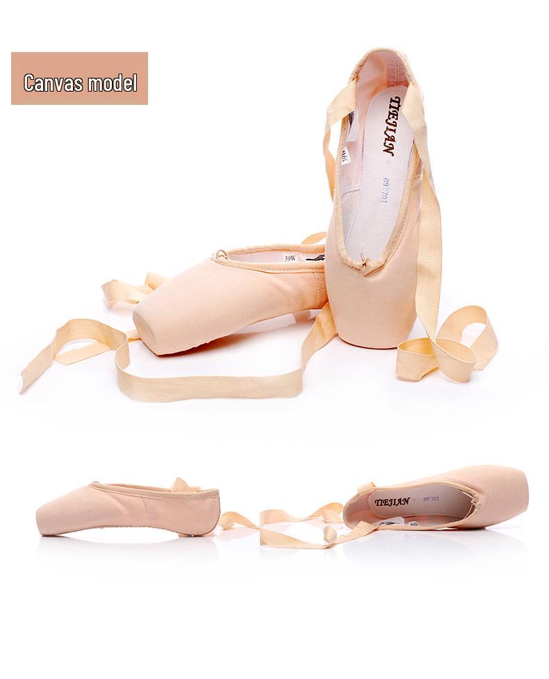 Adult & Children s Beginner Satin Ballet Pointe Shoes with Ribbons 37
