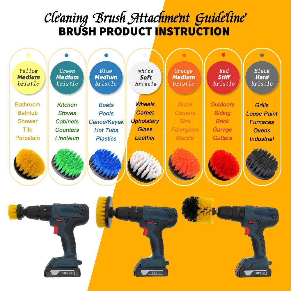 9Pcs Blue Drill Cleaning Brushes Set Scouring Pads Scrubber Detailing Brush Electric Polishing Brush for Bathroom Car Clean