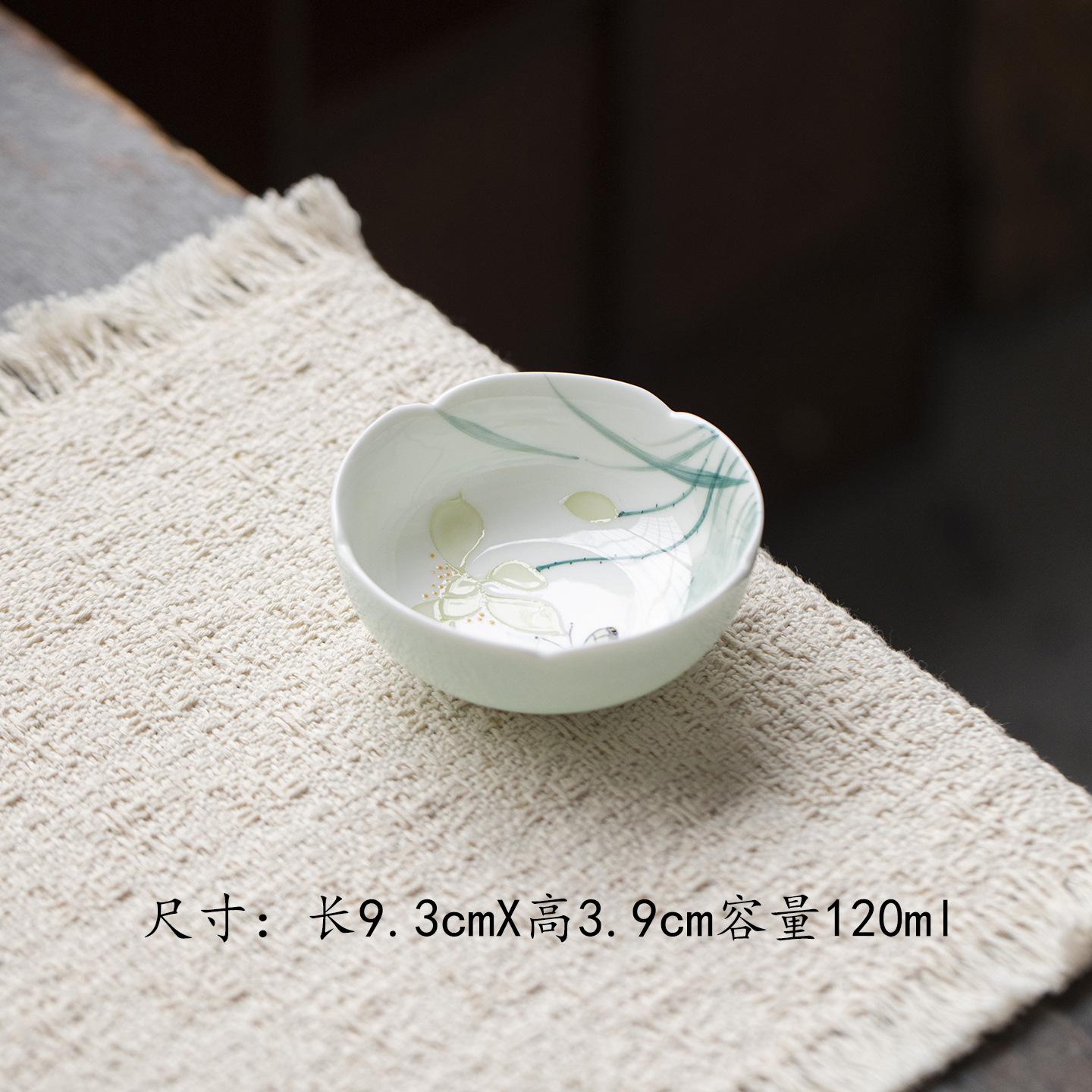

120ml Hand-painted Flower Teacup Elegant Tea Bowl Water Jug Tea-tasting Meditation Cup Chazhan Master Cups Tea Items Collection