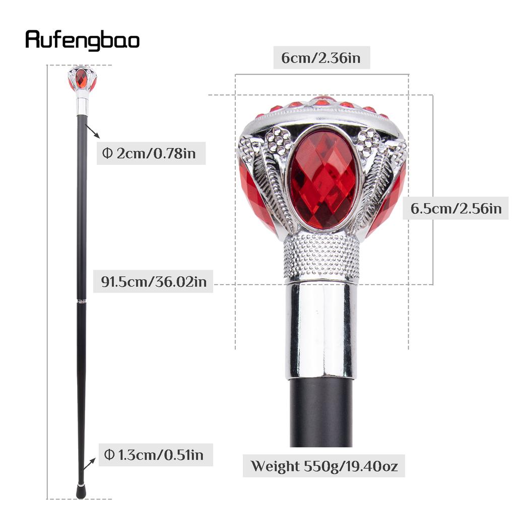 Weiß Roter Blumenball Mode Spazierstock Dekorativer Stock Cospaly Vintage Party Modischer Spazierstock Krummstab 91cm