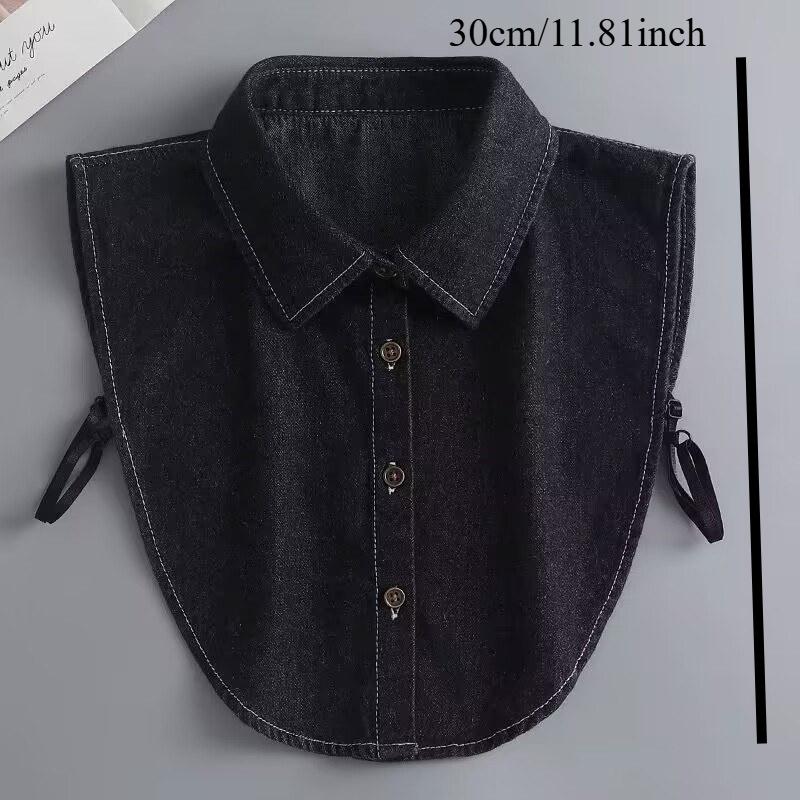 Gefälschter Denim-Kragen für Frauen, Damen-Hemd mit falschem Kragen, halbes Hemd, abnehmbare Bluse, abnehmbarer Kragen, Kleidungszubehör