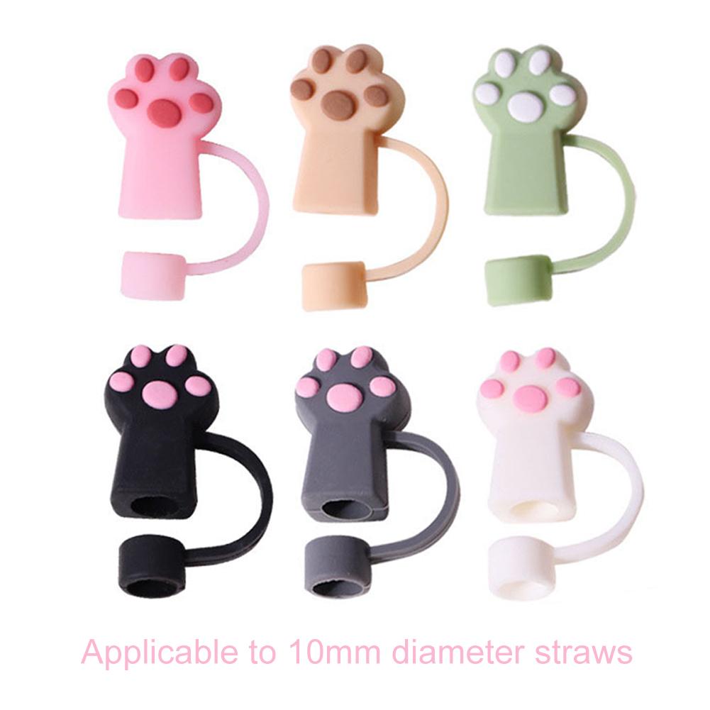 6Pcs Silicone Cat Paw Straw Covers Reusable Cat Paw Straw Caps Dust-Proof Funny Tumbler Straw Toppers for Stanley 30/40 OZ Cups