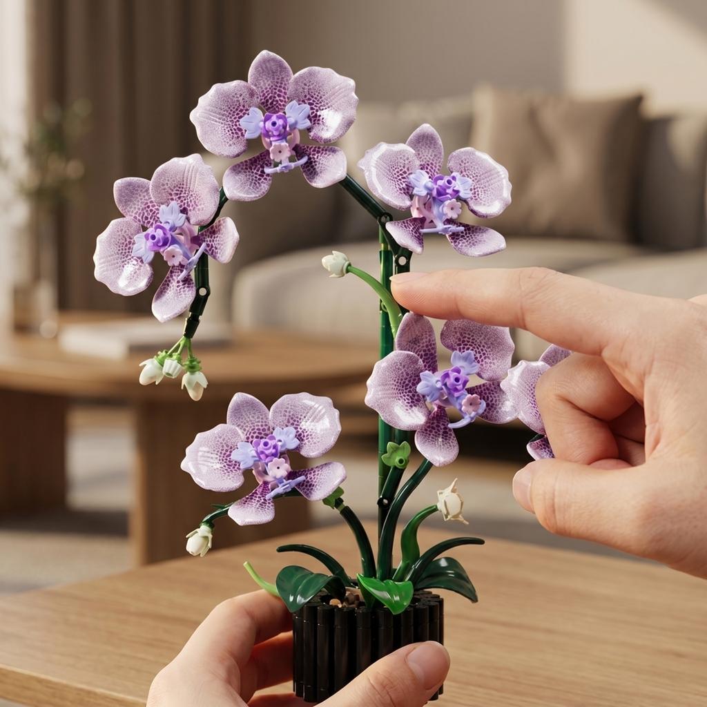 Building Block Toy Creative Design Orchid Flower Model Kit Educational Construction Set Suitable for Boys and Girls Ideal Gift