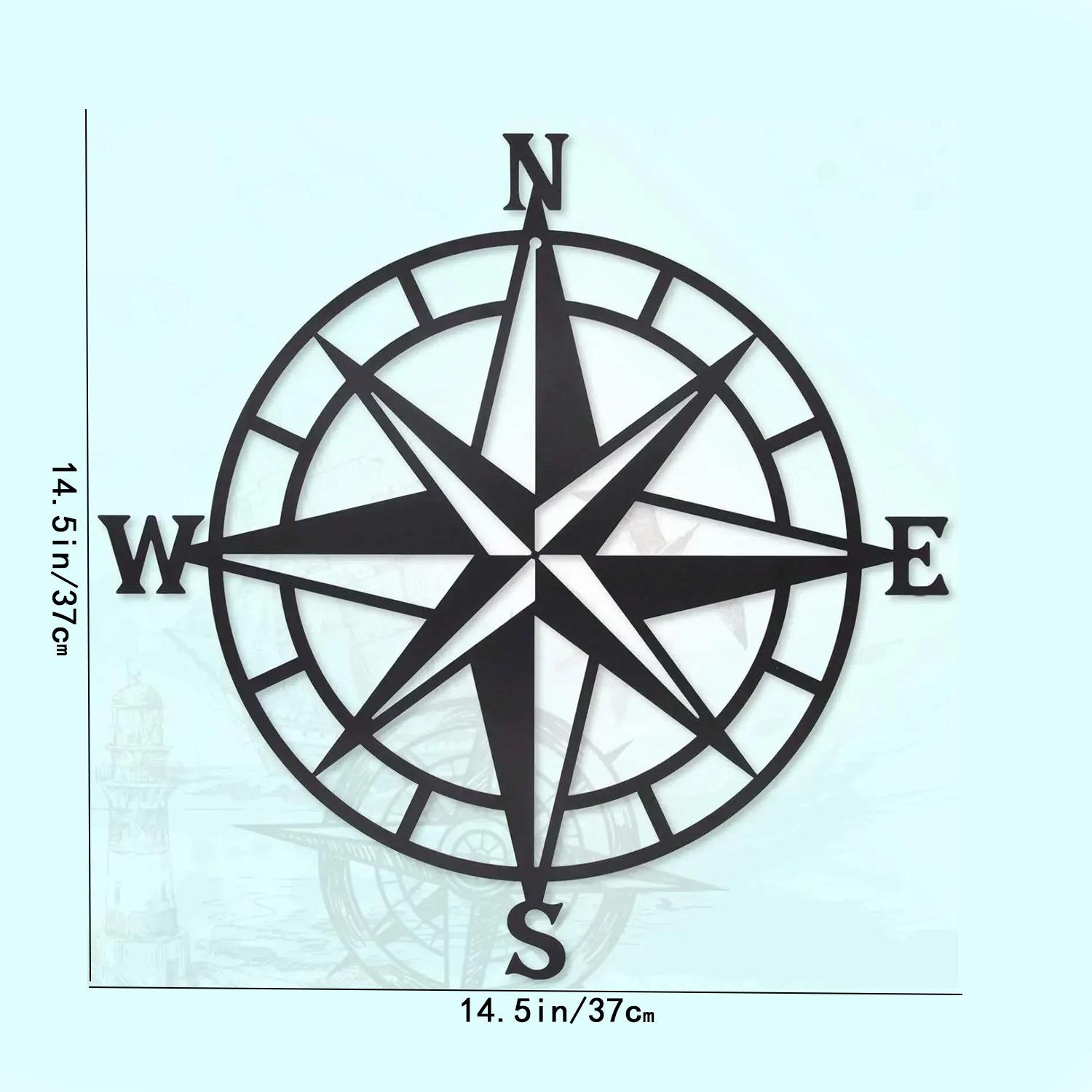 Черный металлический морской компас настенный декор - настенное искусство на тему океана — фото 8