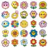 50 Cute Smiley Flower Stickers – Childlike Q Version for Journals, Water Bottles, Cars, and Helmets