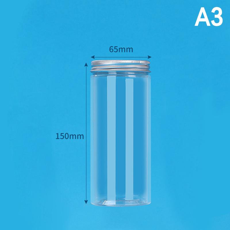 Aluminium-Verpackungsflasche Haustier Klar Leere Versiegelte Flasche Runder Eimer Lagerung Keksglas Lebensmittelqualität Versiegelte Dosen Behälter Tank