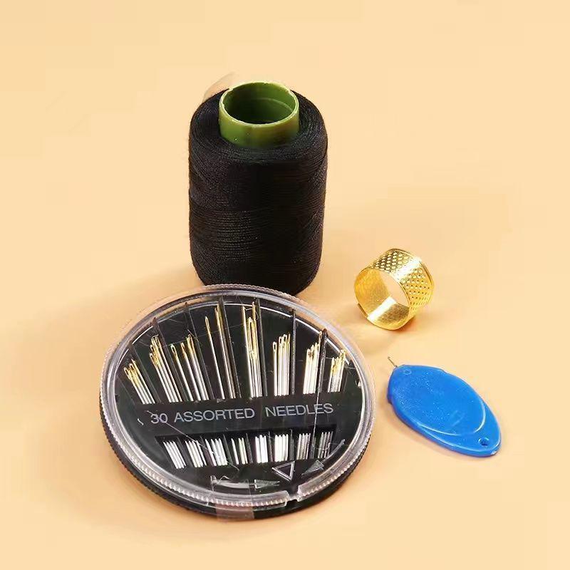 Mending Handmade Needle and Thread Set: White & Black Sewing Threads for Clothes