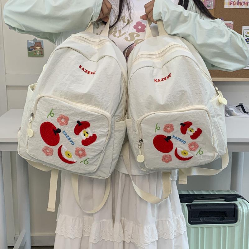 Sac à dos Pomme en Laine Mignonne de Haute Qualité pour Étudiants – Léger & Parfait pour les Sorties Printanières