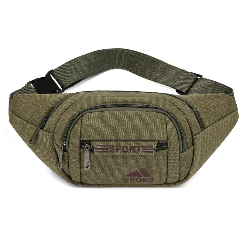 Men's Work Close-fitting Fanny Pack Wear-resistant Canvas Crossbody Mobile Phone Change Cashier Fanny Pack Shoulder Portable Multi-layer Bag