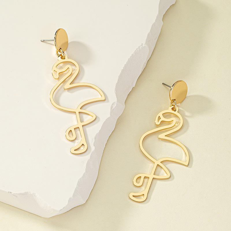 

Red-Crowned Crane Earrings: Trendy Korean Street Style Studs for Women