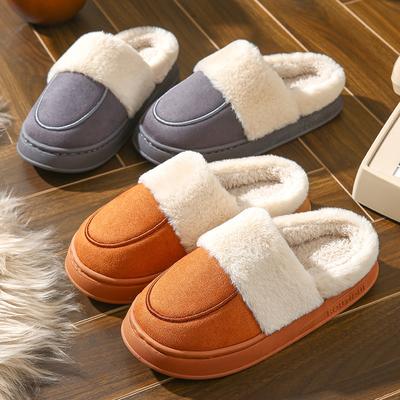 Cotton Slippers Autumn and Winter Indoor Home Couple Thick Bottom Warm Suede Fluffy Slippers Winter Wear