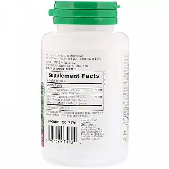 Nature's Plus- Herbal Actives, Coleus Forskohlii, 125 mg, 60 Veggie Caps